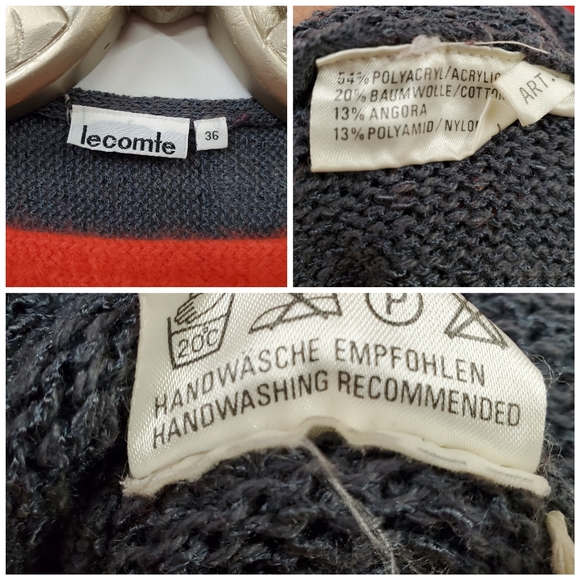 Vintage Angora Wool Oversized Knit Sweater 36 6 Small S Le Comte Red Grey - Picture 9 of 11